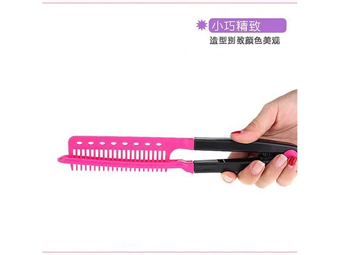 Pente De Alisamento Antiestático Em Forma De V Para Corte E Estilo De Cabelo Cor Rosa Claro