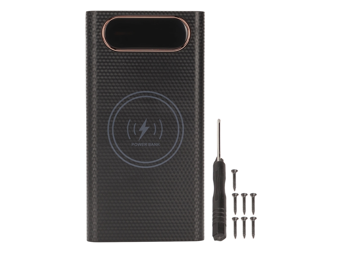 Caixa De Bateria Diy Para Power Bank 6x21700 Sem Solda Com Carregamento Rápido 22.5w E Sem Fio 15w Preto