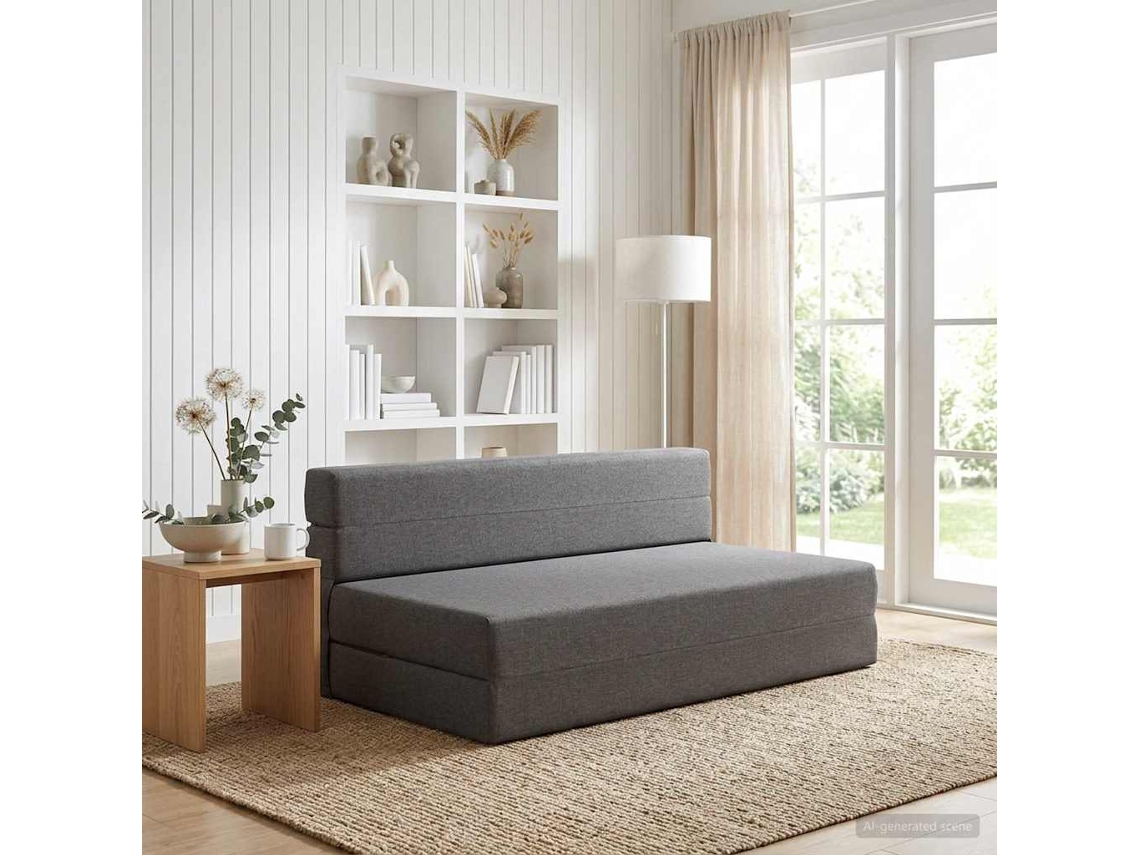 Sofá Cama Plegable Gris Claro 152 X 86,5 X 60 Cm Tela