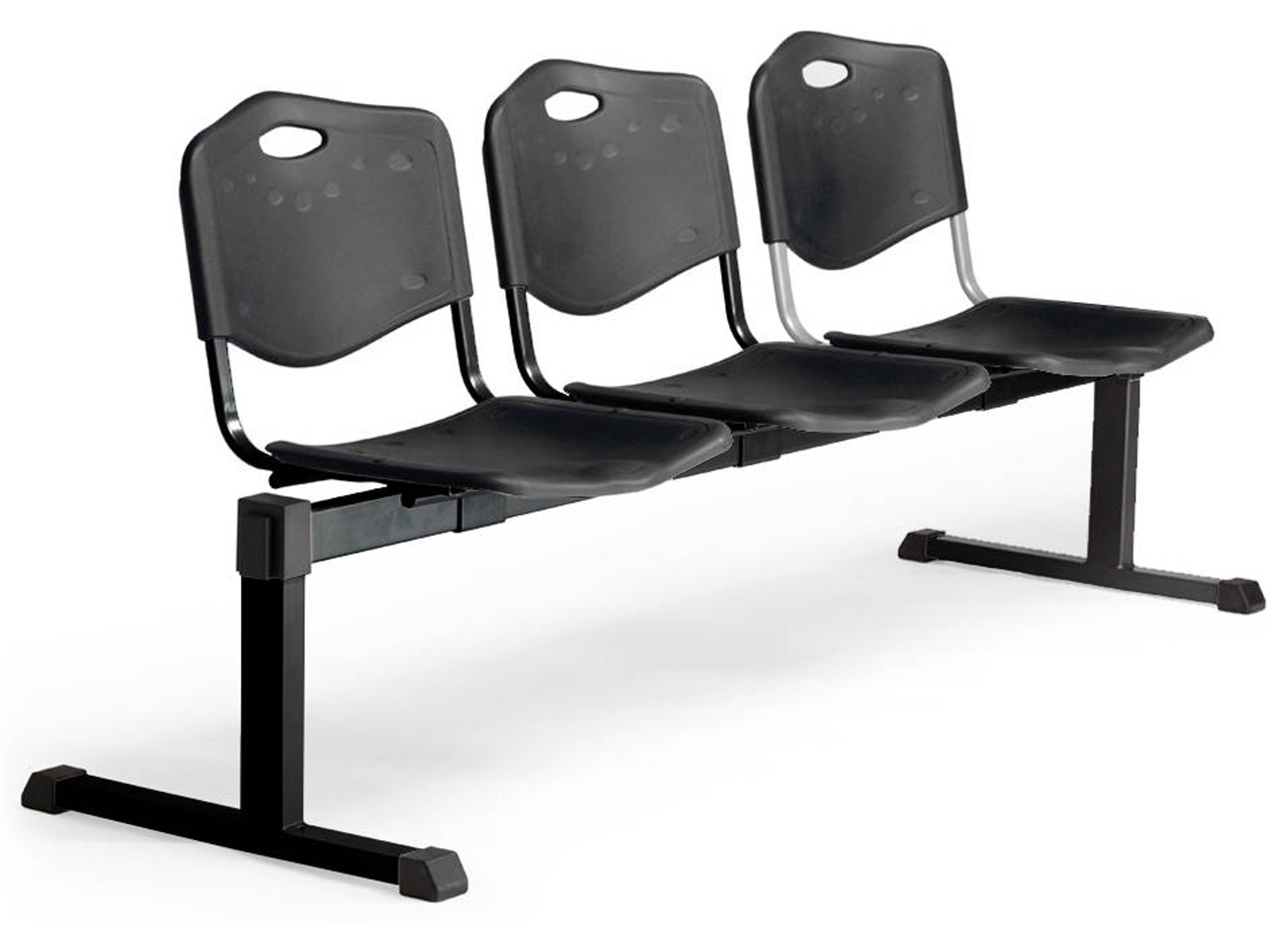 Sillas para Recepción PYC Bloco 3 Sillas Pozohondo Negro (Sin Brazos - PVC)