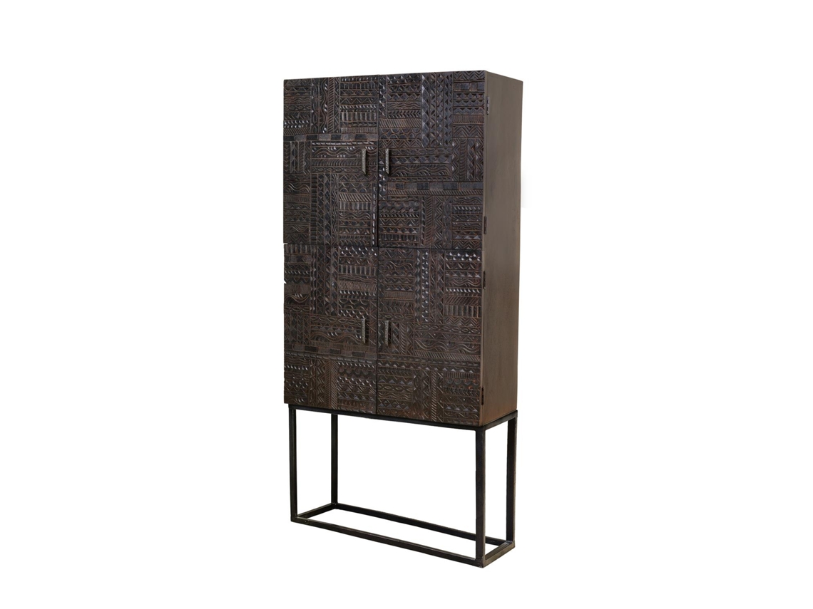 Vitrina madera de mango y patas de metal en nogal oscuro Marrón.GINER Y COLOMER 176x40x90