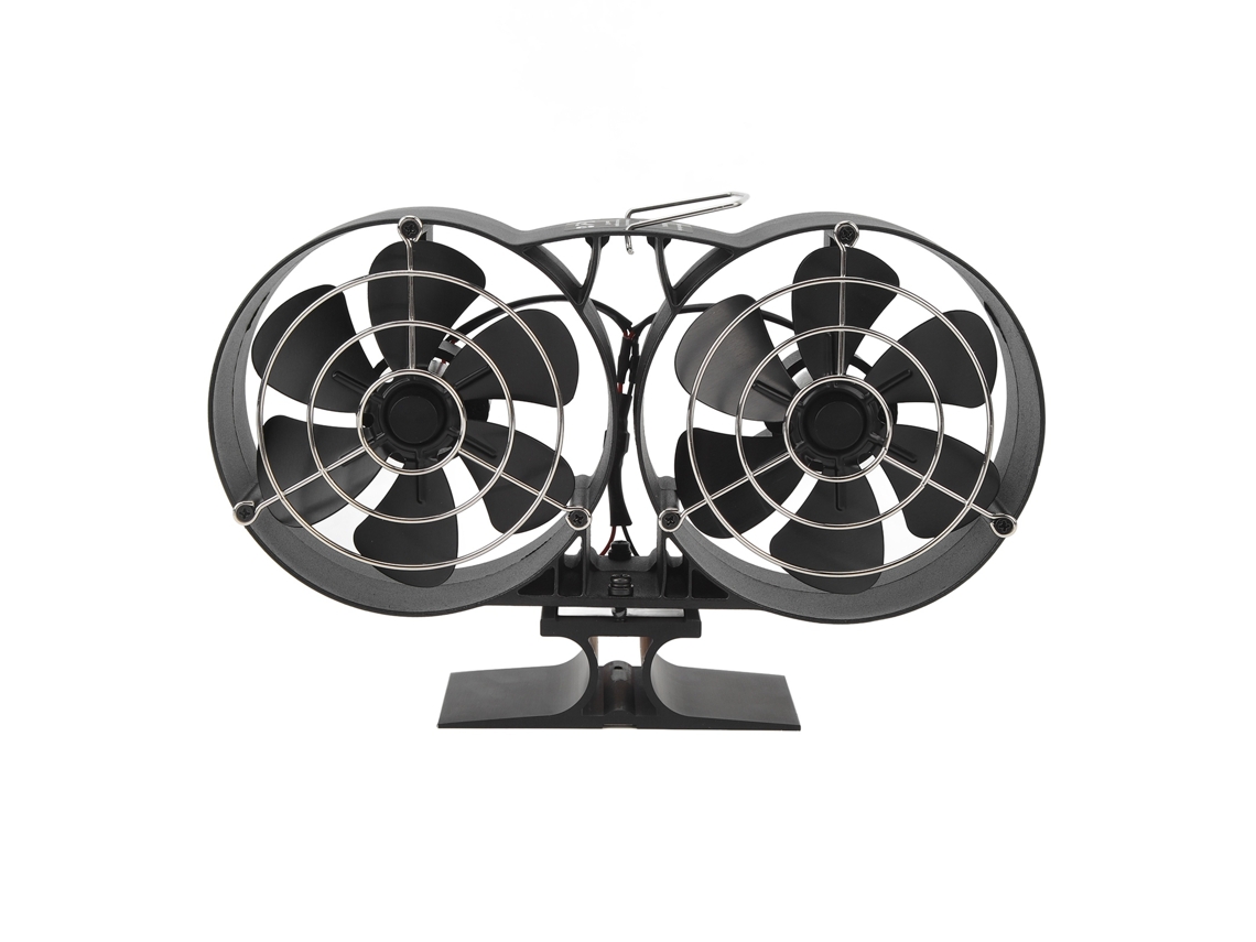 Ventilador Para Chimenea Con 2 Motores De Aluminio, Flujo De Aire Eficiente Para Estufas De Leña, Con Cubierta Protectora.