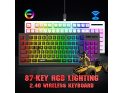 Teclado De Membrana Inalámbrico Hxsj L100 2.4g Con 87 Teclas, Retroiluminación Rgb, Color Negro