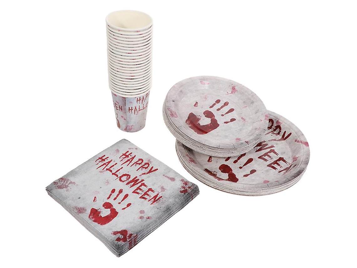96 Vasos De Papel Con Huella De Sangre.