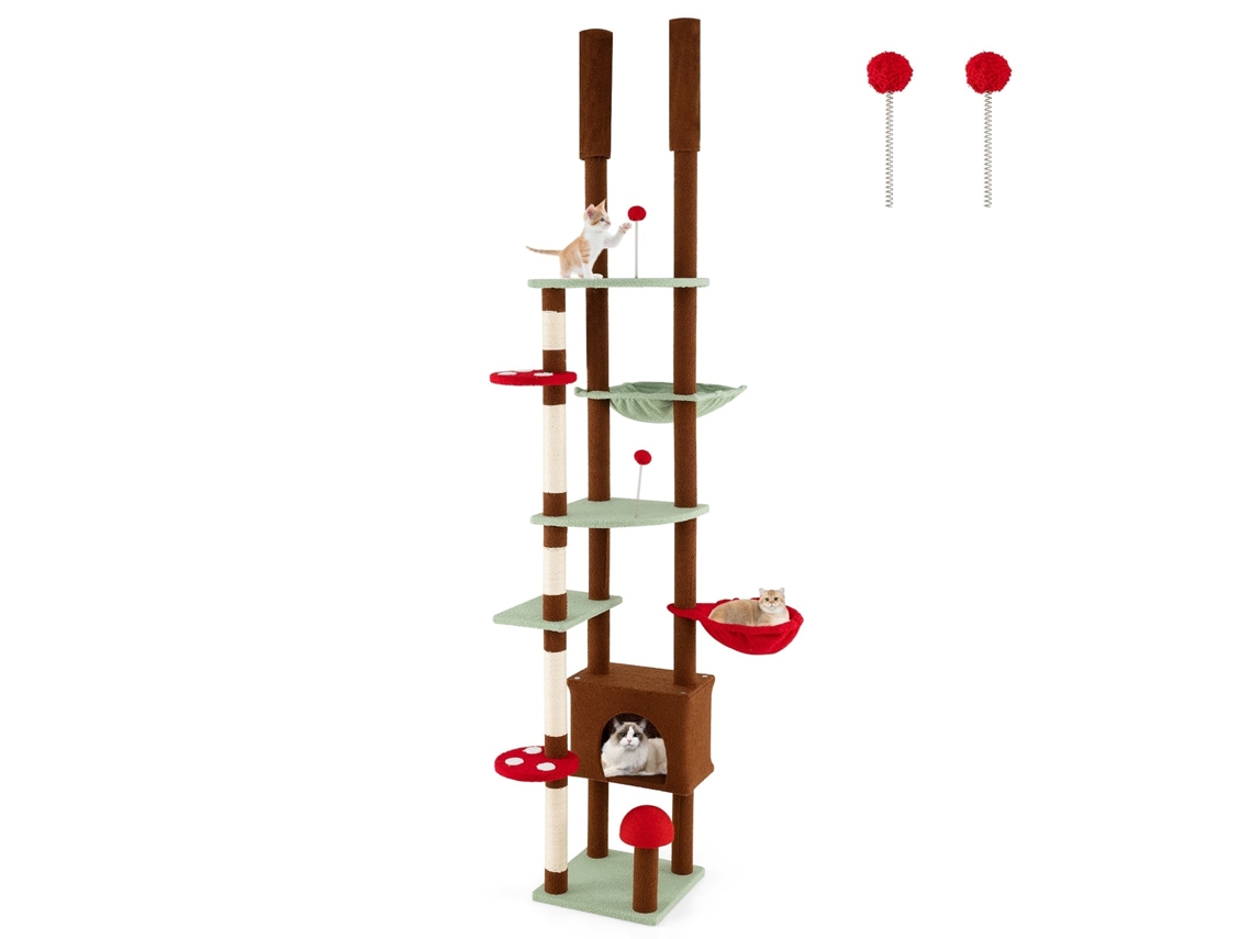 Árbol rascador para gatos que llega hasta el techo, con red y postes de sisal NORTHIX