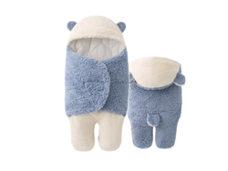 Saco de dormir para bebé, suave y grueso, manta cálida para envolver al bebé, talla L (azul) Czhhmart