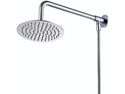 Ducha Mural Lluvia 25cm Forma Redonda Acero Inoxidable 304 Con Brazo Y Manguera 150cm Chrome