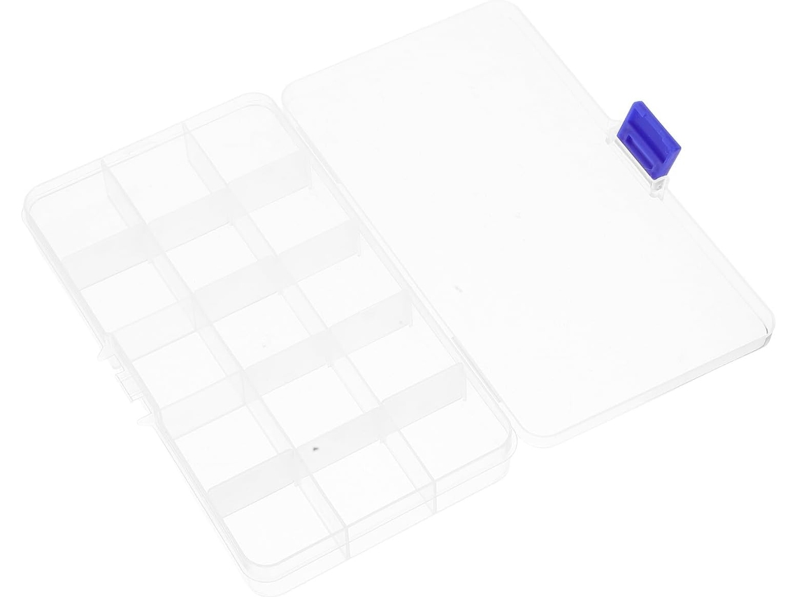 Caja De Almacenamiento De Plástico Transparente Nuobesty De 15 Compartimentos Con Divisores Ajustables.