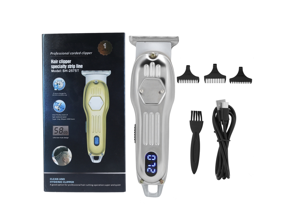 2026-recortadora Eléctrica Profesional De Cabelo Com Tela Lcd Cortadora De Cabelo Recarregável Prata