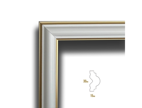 Marco Tirador Premontado para Boiserie en Polímeros Línea Oro Doble Hilo Oro Blanco Marfil 9010 Varios Tamaños 50X150Cm ETERNAL PARQUET