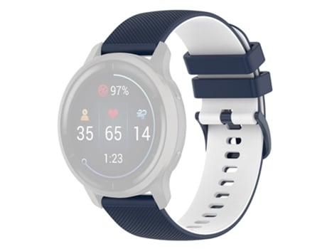 Correa de Silicona textura de cuadrícula de 20mm de dos colores para Garmin Venu2 Plus/Venu Sq/Vivomove - Azul marino/blanco