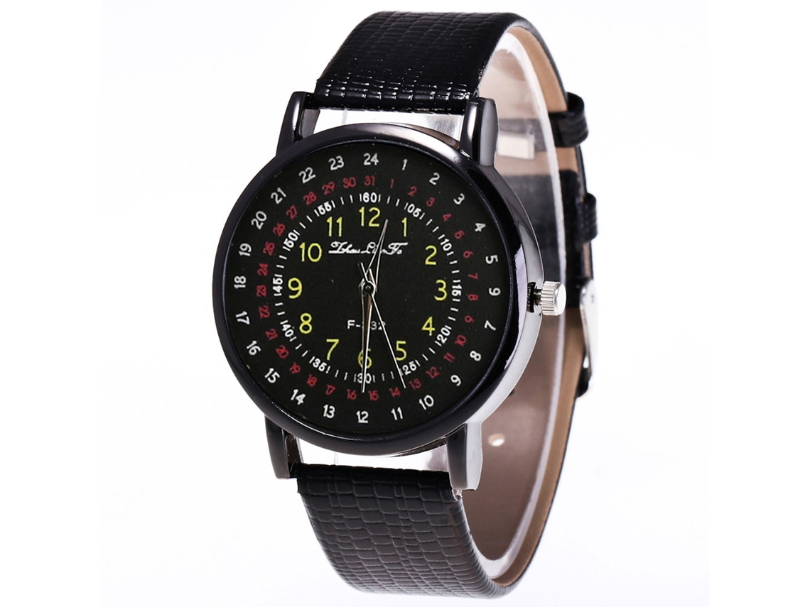 Reloj De Pulsera De Cuarzo Con Correa De Cuero Pu Zhoulianfa Negro Unisex