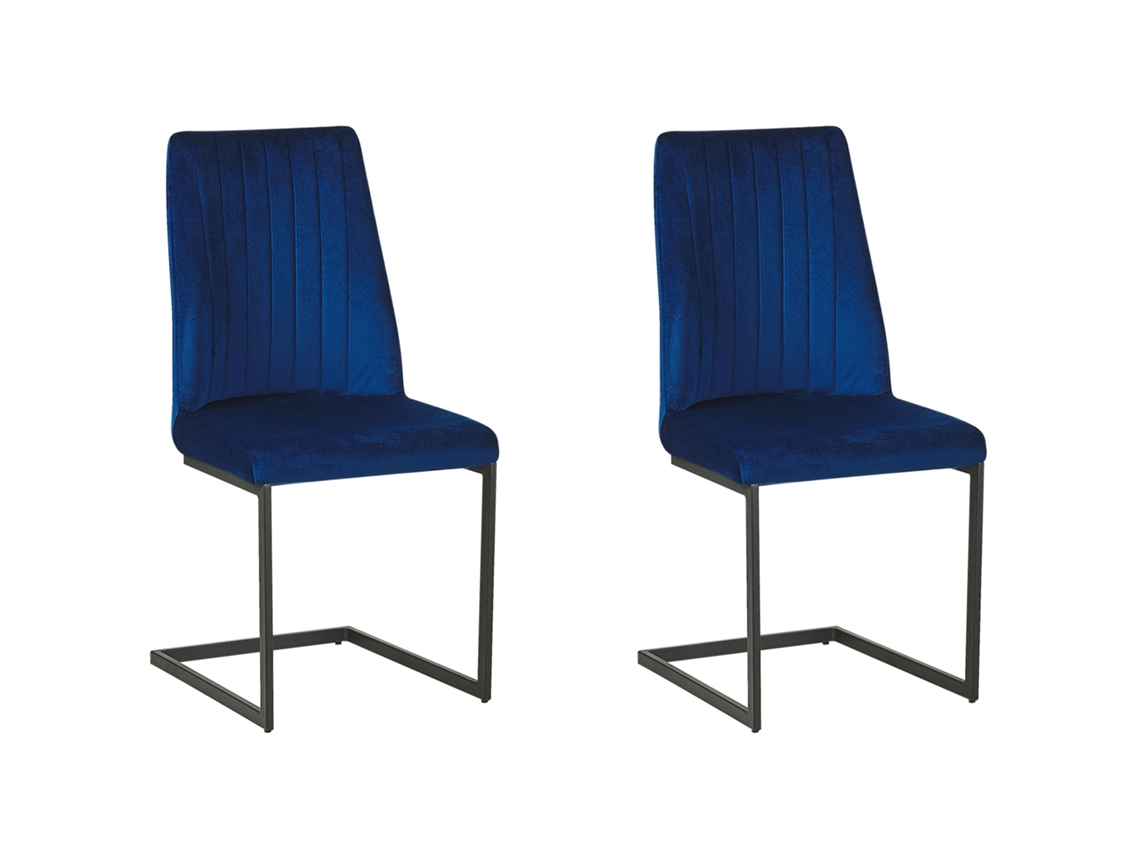 Cadeiras cantiléver com encosto alto BELIANI Lavonia de Veludo Azul 47x50x95