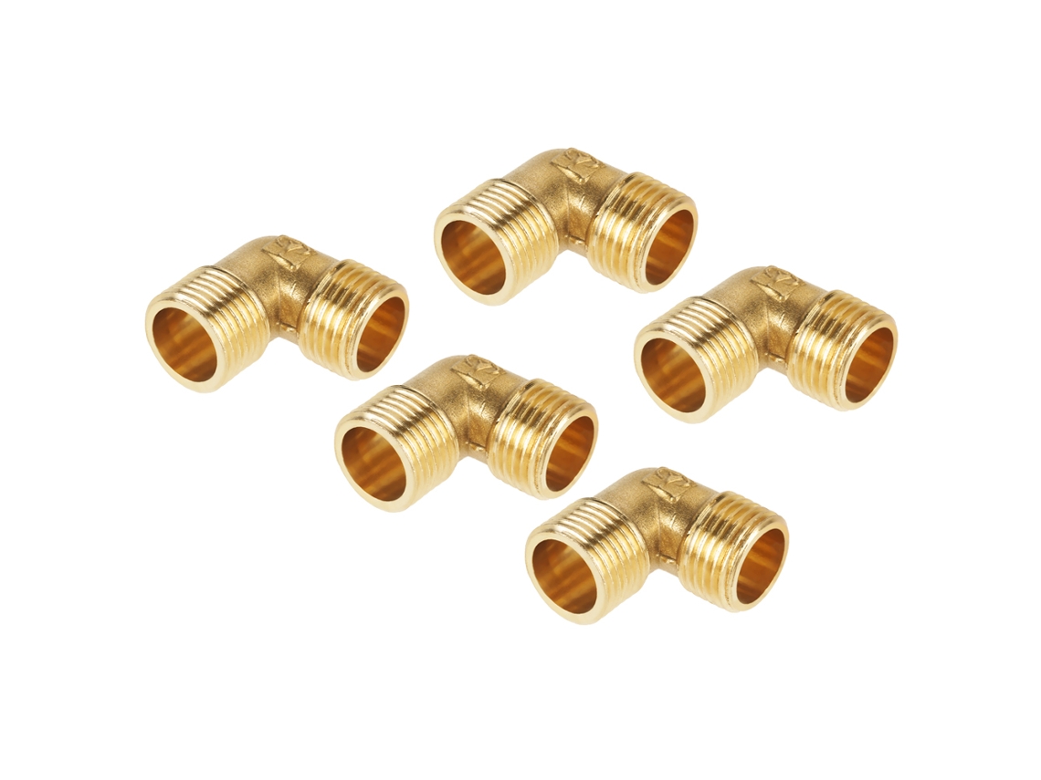 2026velora-5 Piezas Codo De Latón 90 Grados Roscado Macho Pt 1/2" A Pt 1/2" Acoplamiento De Tubería