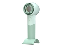 Ventilador Portátil De Mano, Recargable Por Usb, 3 Velocidades, Con Soporte Para Teléfono Móvil, Verde Claro.