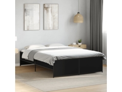 Estructura De Cama Madera De Ingeniería Y Metal Negro 140x190cm