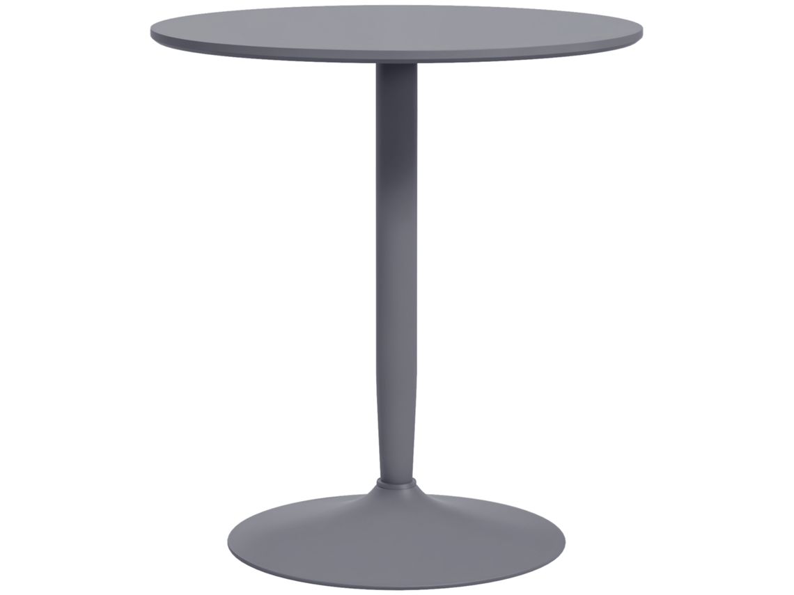 Mesa de comedor redonda para 2 personas con base de acero gris.