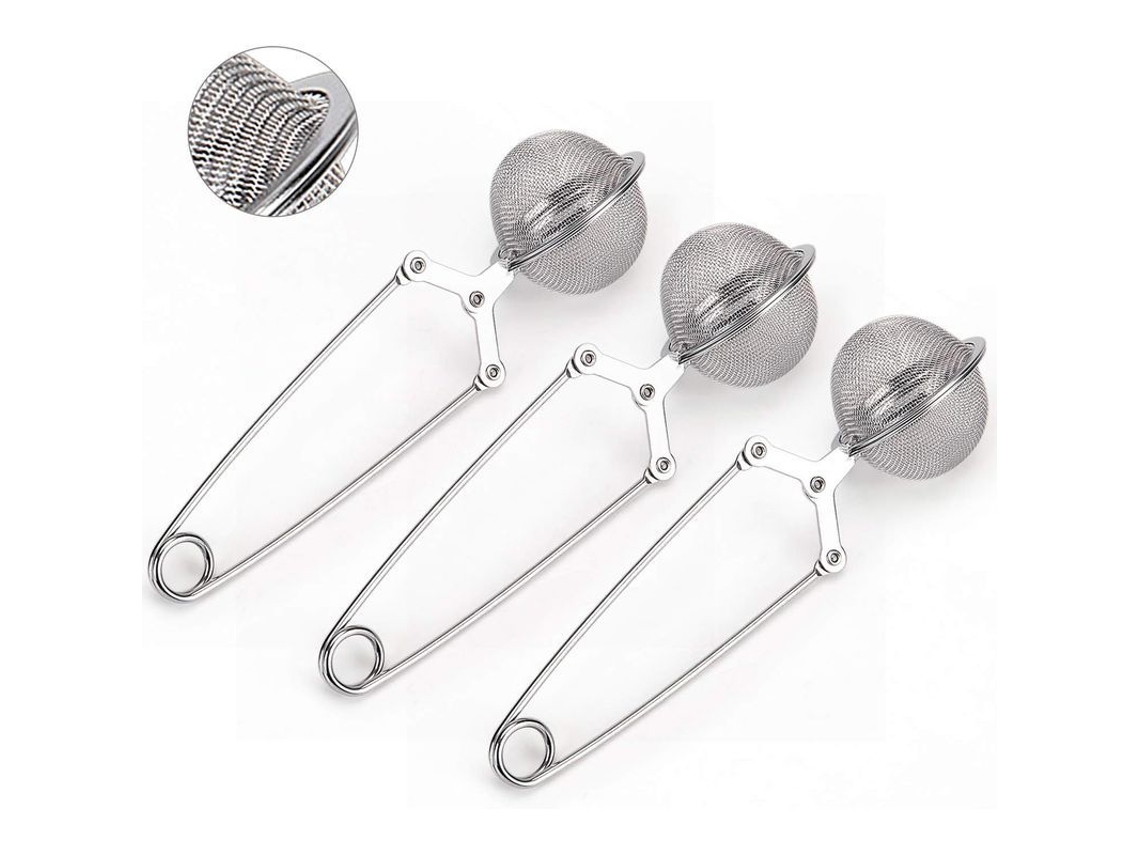 Juego de 3 infusores de té Rebe-Snack Ball de acero inoxidable premium con mango.
