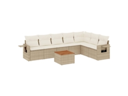 Conjunto 8 de sofás de jardín con cojines beige VIDAXL ratán PE