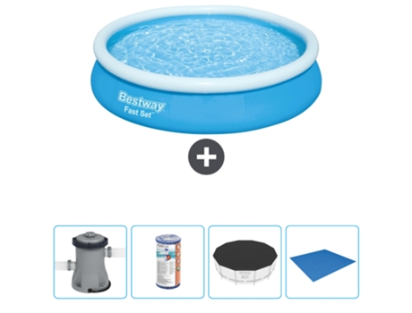 Piscina hinchable redonda Fast Set BESTWAY - 366 x 76 cm - Azul - Bomba incluida Filtrar - Cubrir - Suelo