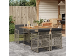Conjunto de comedor de jardín DKD Home Decor de 5 piezas con cojines, ratán gris