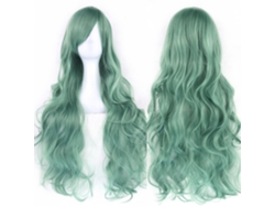 Peluca larga y rizada para cosplay de personajes de anime, 80cm (verde menta) Gertiz