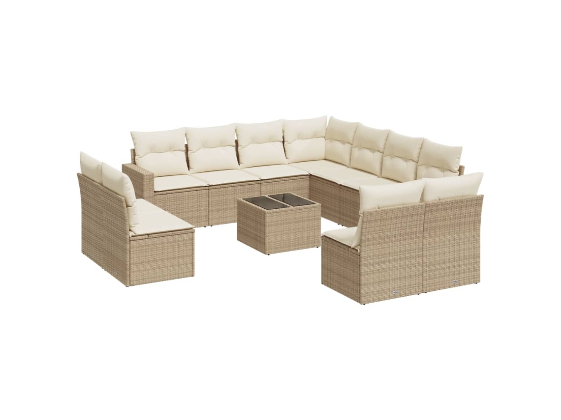 Maison Exclusive - Set De Sofás De Jardín 12 Pzas Y Cojines Ratán Sintético Marrón