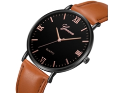 Reloj Unisex De Cuarzo Para Hombre/mujer Con Correa De Pu, Esfera Redonda, Cristal, Estilo Casual Y Moderno.