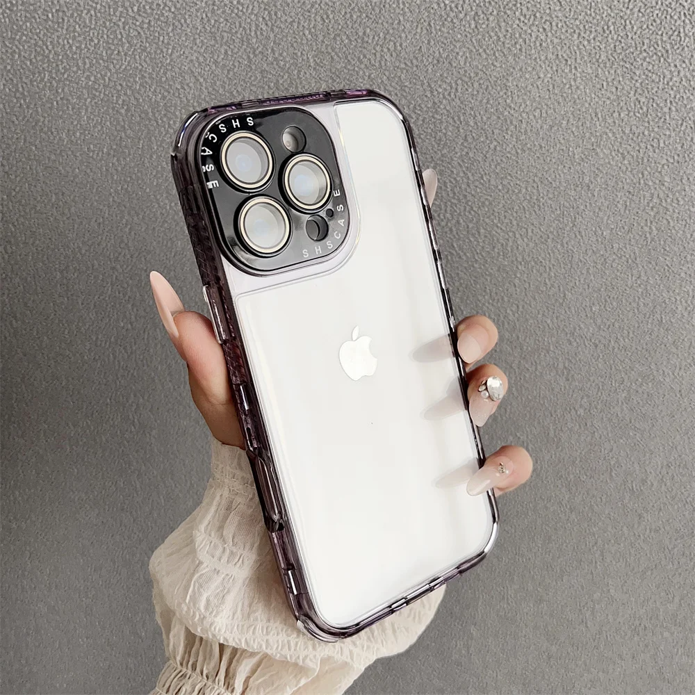 (iphone 16, Negro) Funda Transparente A Prueba De Golpes Para Iphone, Adecuada Para Chicas.