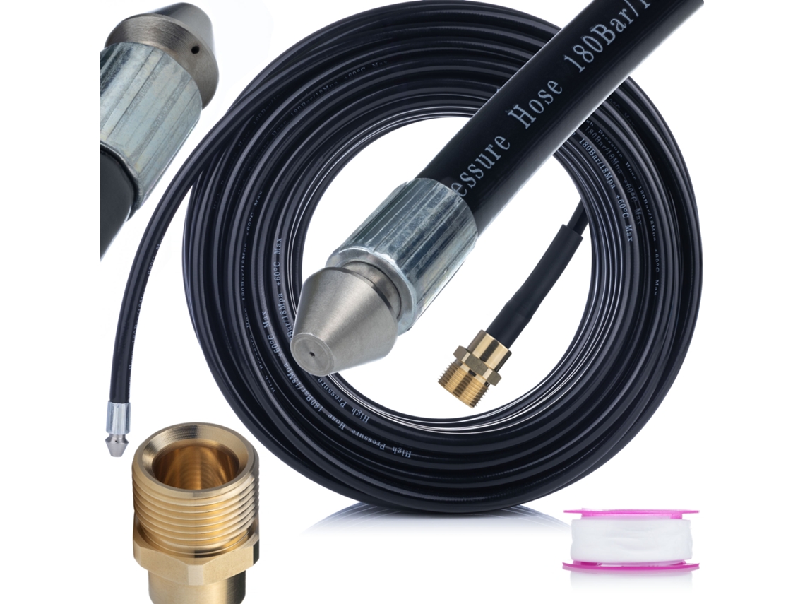 Manguera de limpieza Alcantarilla de 20 m – Boquilla 1+3 | Presión 160 bar | Compatible con hidrolimpiadoras Kärcher