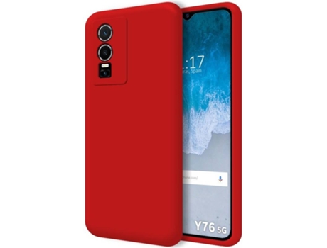Carcasa para Vivo Y76 5G TUMUNDOSMARTPHONE Silicona Líquida Rojo