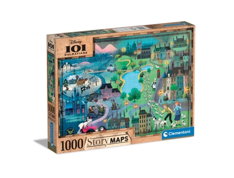 Puzzle CLEMENTONI Disney Story Maps 101 Dalmatas 39665 (1000 Piezas)
