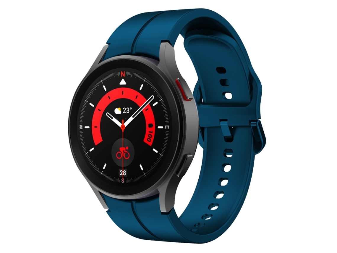 Bracelete Para Samsung Galaxy Watch 5 (40mm/44mm) - Silicone - Fivela Colorida - Rock Cyan