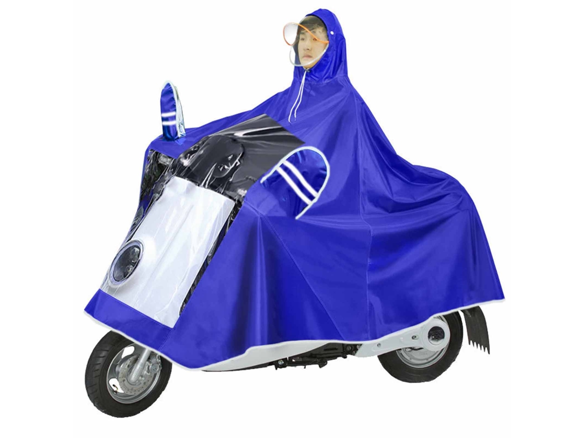Poncho impermeable de tela Oxford gruesa con ventana visual, impermeable, para coche eléctrico, motocicleta y ciclismo, color azul zafiro.