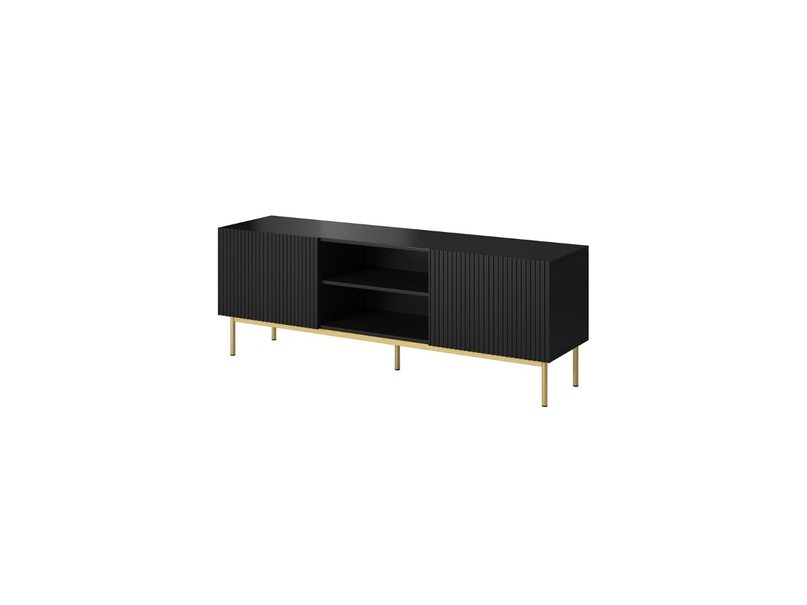Mueble de TV CAMA MEBLE PAFOS TV15S CZ Negro Oro Laminado Aglomerado 150x60x40 cm