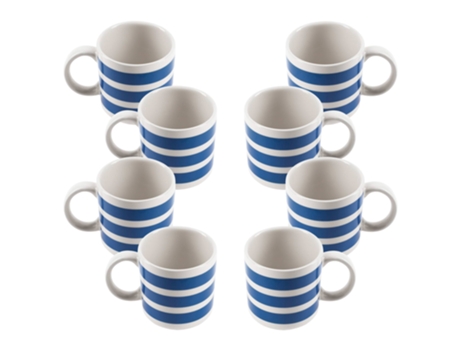 SCALPERS HOME - Set de 8 Tazas Rayas 36Cl Cerámica Mediterranean