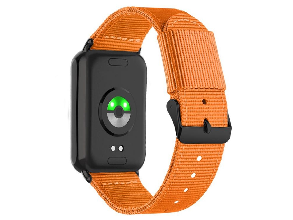 Bracelete Para Redmi Watch 6 / 5 / 4 - Nylon Trançado - Fivela De Pino Preta Laranja