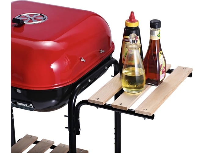 Barbacoa A Outsunny picnic de con estantes madera multifuncional 98x49x81 cmoutsunny negro y rojo