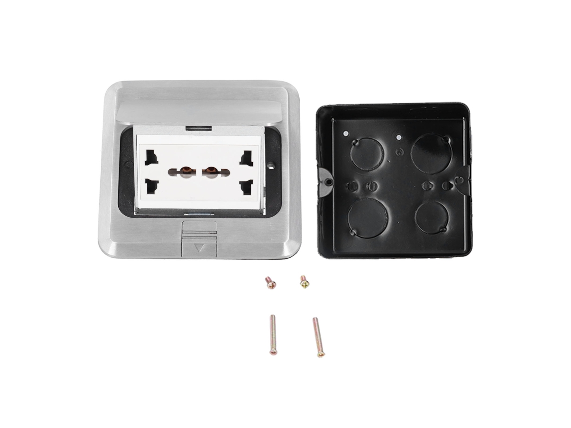 Enchufe De Suelo Empotrable, 6 Orificios, Aluminio, Con Amortiguador, 13a 250v
