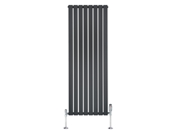 Radiador plano, columna simple, 1600x560 mm - Gris antracita, acero al carbono de 1,5 mm, 1229 W, alta eficiencia, válvulas.