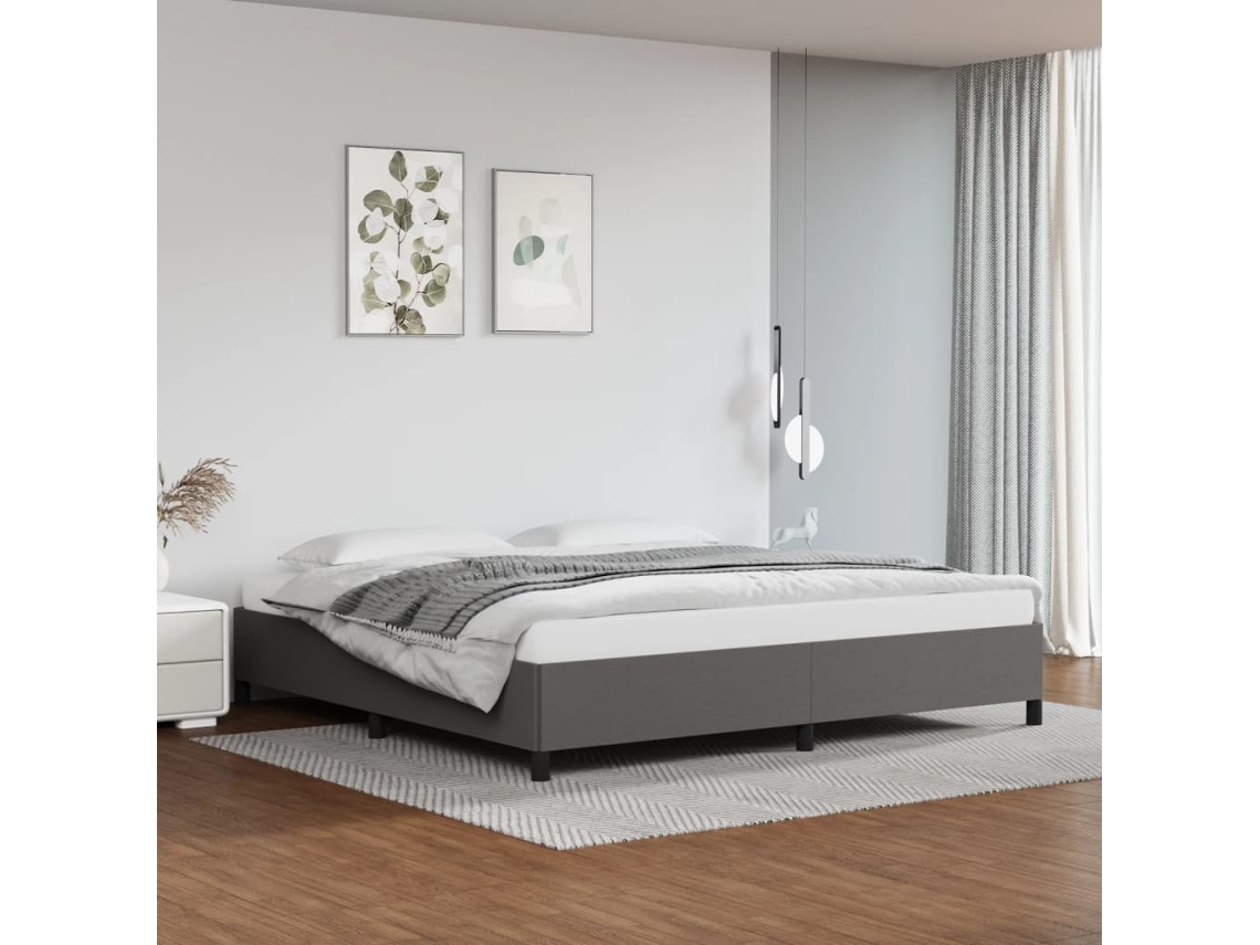 Estructura De Cama Sin Colchón Cuero Sintético Gris 200x200 Cm