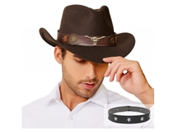 2026-sombrero Vaquero Clásico Unisex, Ala Ancha, Estilo Occidental Con Cinturón Ajustable, 56-58cm, Para Hombres Y Mujeres Marrón Oscuro