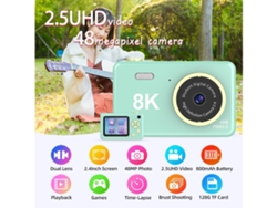 Cámara digital compacta H4 HD 8K de 2,4 pulgadas con doble CCD frontal y trasera, 32 g, color gris Yemaesre