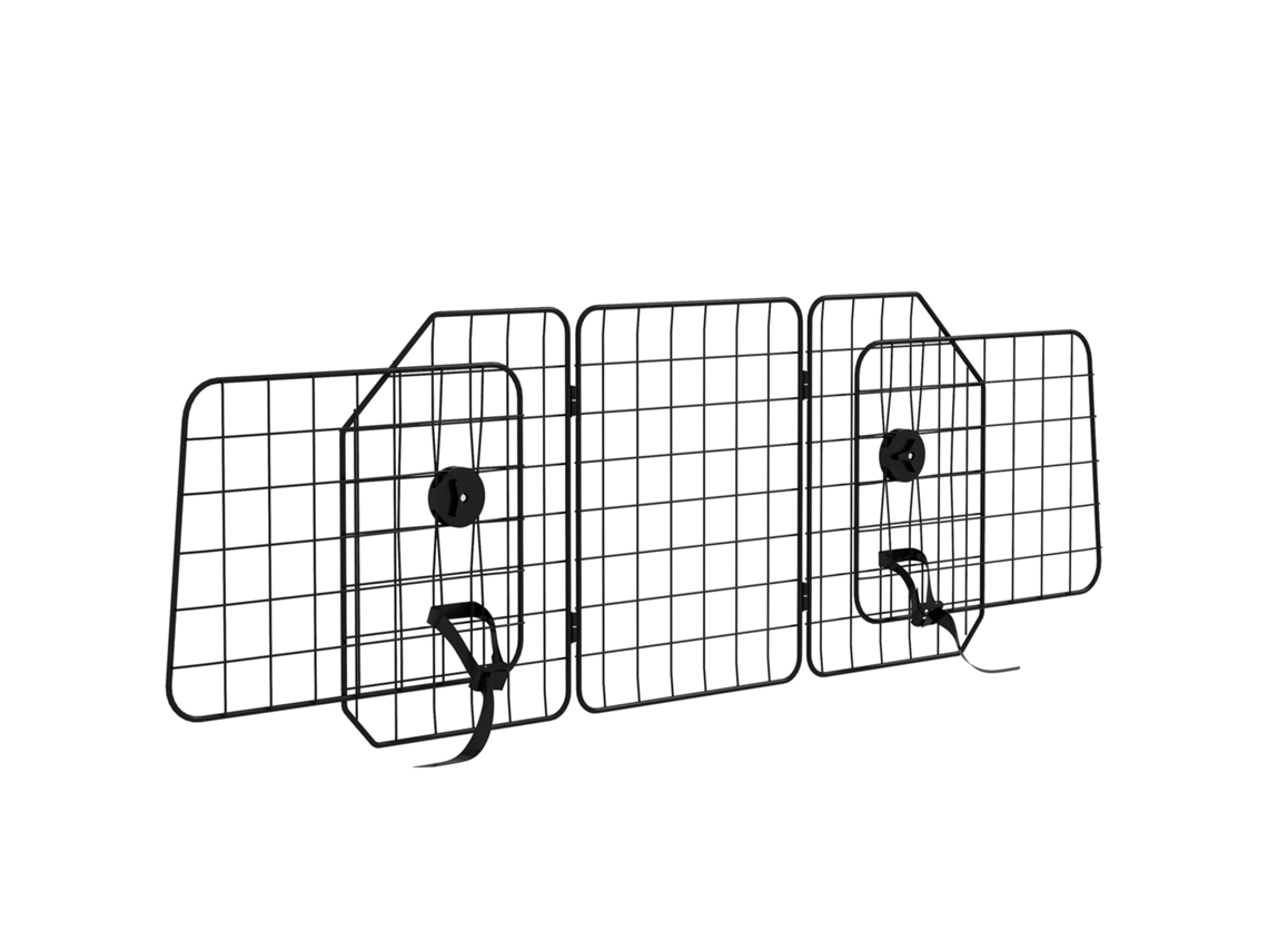 Barrera De Seguridad Plegable Y Ajustable Para Perros En Coche, 93-150x42, Color Negro.