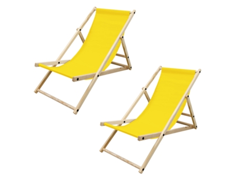 2X Silla De Playa Madera De Pino 3 Posiciones De Reclinación ECD GERMANY