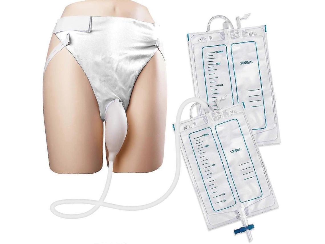 Bolsa De Orina Portátil Con Catéter De 1000 Ml Y 2000 Ml Para Hombres, Mujeres, Ancianos, Personas Con Incontinencia Urinaria Y Pacientes Postrados En Cama.