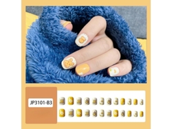 Uñas Postizas Artísticas Diy Con Diseño De Osito De Peluche, Tarro De Miel Amarillo, Cortas Y Removibles, 24 Piezas.