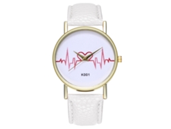 Reloj De Pulsera Zhoulianfa Para Mujer De Piel Sintética Con Esfera Redonda Y Movimiento De Cuarzo Blanco.