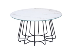 Mesa de diseño glamuroso BELIANI Bernie de Vidrio templado Blanco 80x80x40
