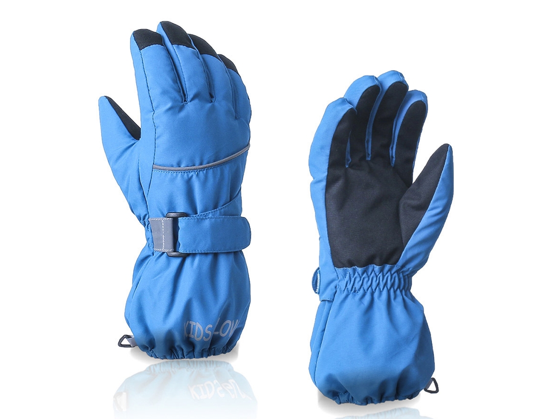 Guantes de esquí impermeables para jóvenes y niños, guantes cálidos de cinco dedos